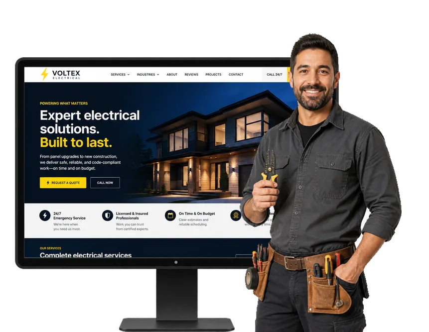 Example Evident Sites website for a electrical business