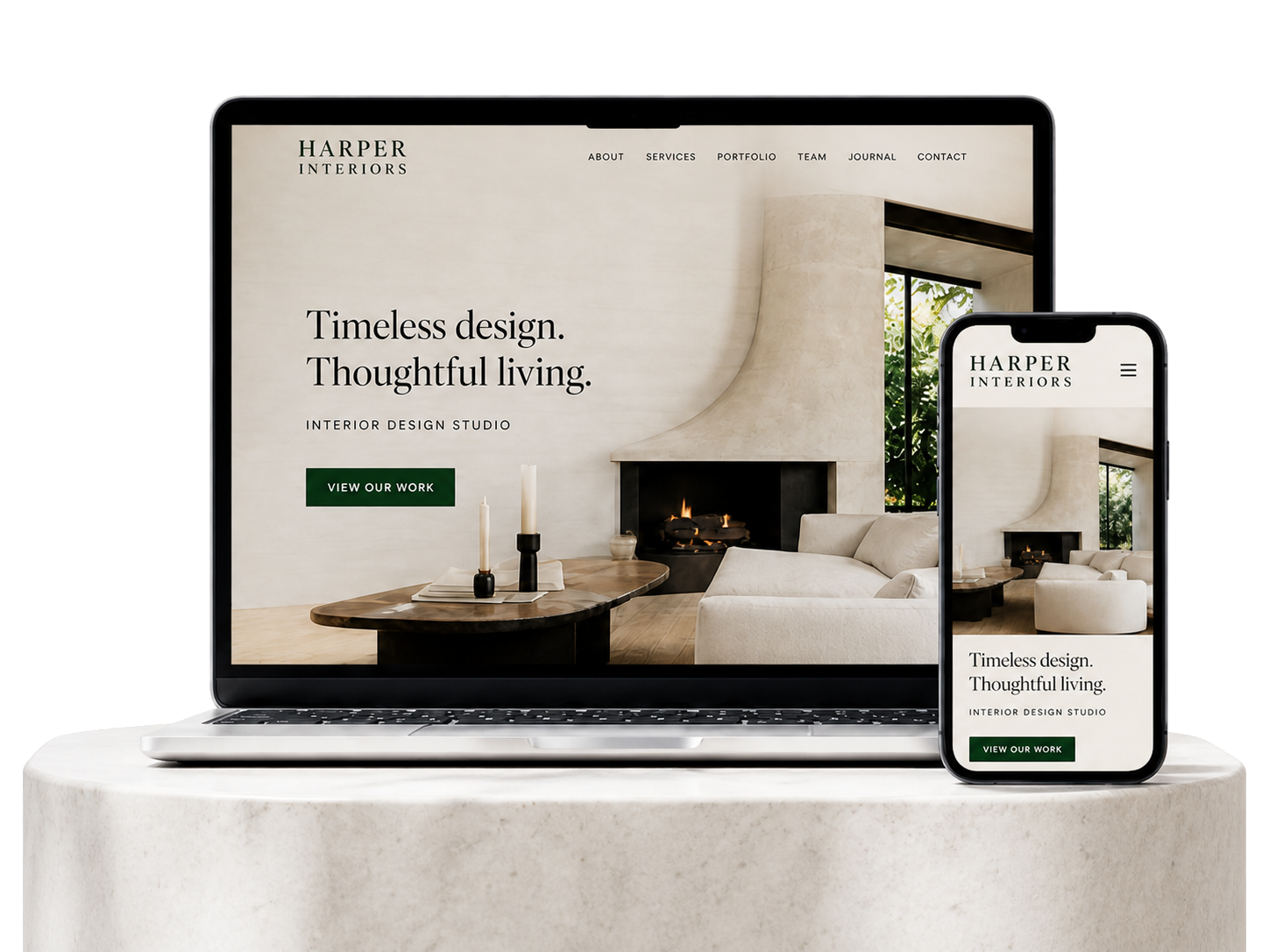 Laptop and phone showing a beautifully designed Evident Sites website