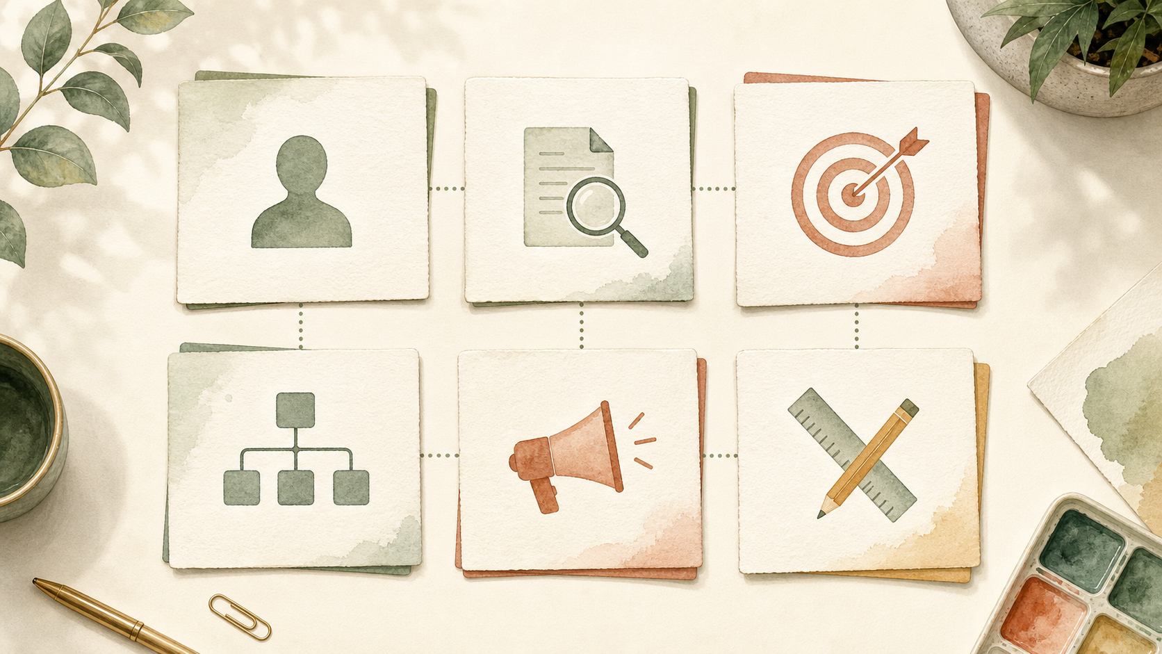 Six Evidence Brief sections: customer personas, competitive context, messaging priorities, site structure, calls to action, and design direction